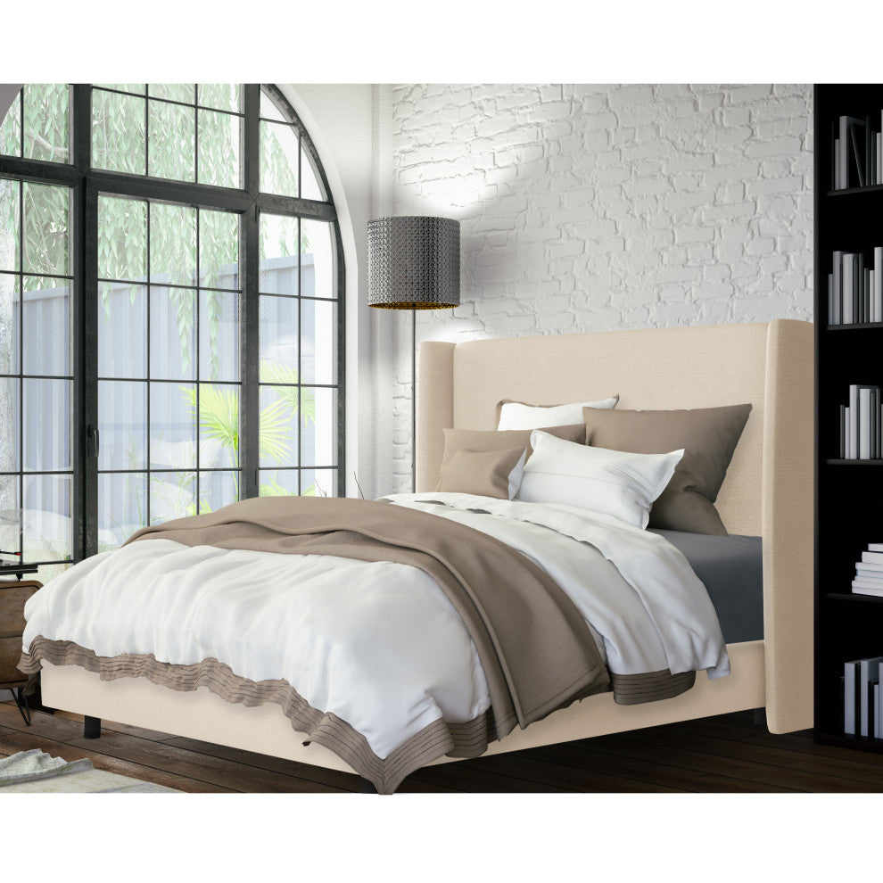 Maxwell Wingback Bed, Linen Linen, King