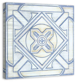 Blue and White Watercolor Tile 36x36 Canvas Wall Art
