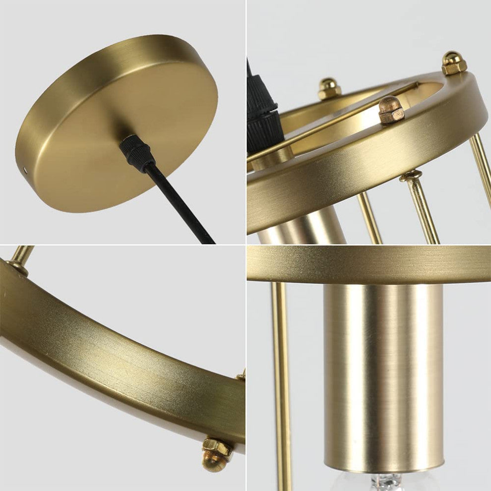 E12 Gold Pendant Light Cylinder Farmhouse Island Pendant Light