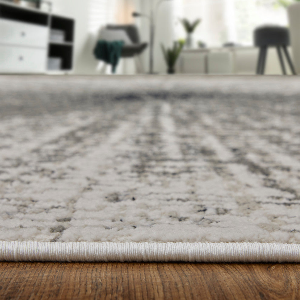 Orin Modern Abstract, Ivory/Gray/Blue, 13'x20' Area Rug