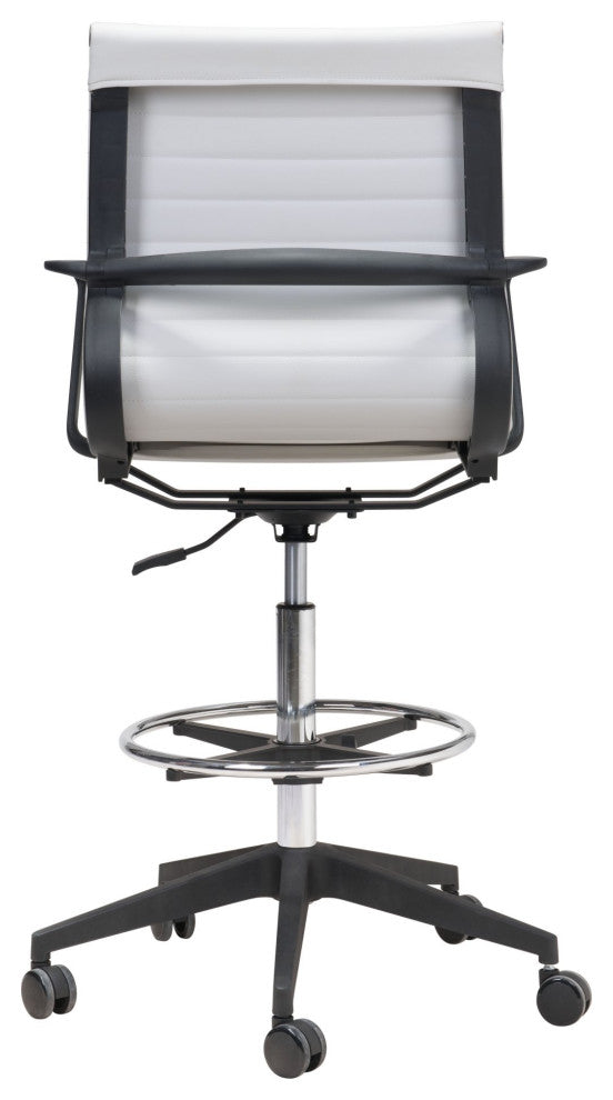 Computer Work Chair, Fabric, Steel, White, Black, Chrome, Home Business Office