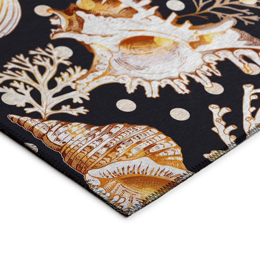 Indoor/Outdoor Seabreeze SZ6 Black Machine Washable 8' x 8' Round Rug