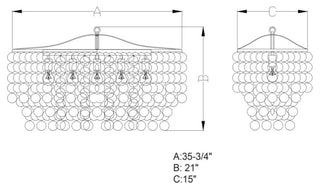 Vaxcel Lighting P0140 Elsa 5 Light 36"W Linear Chandelier - Capiz Shell