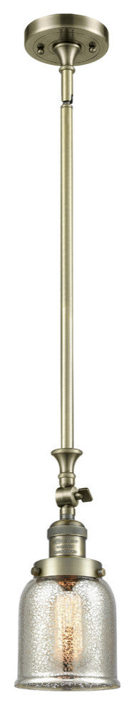 1-Light Small Bell 5" Pendant, Antique Brass, Glass: Silver Mercury