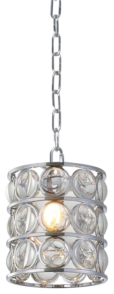 Chrome Metal Single Pendant Lighting With Clear Magnifying Glass