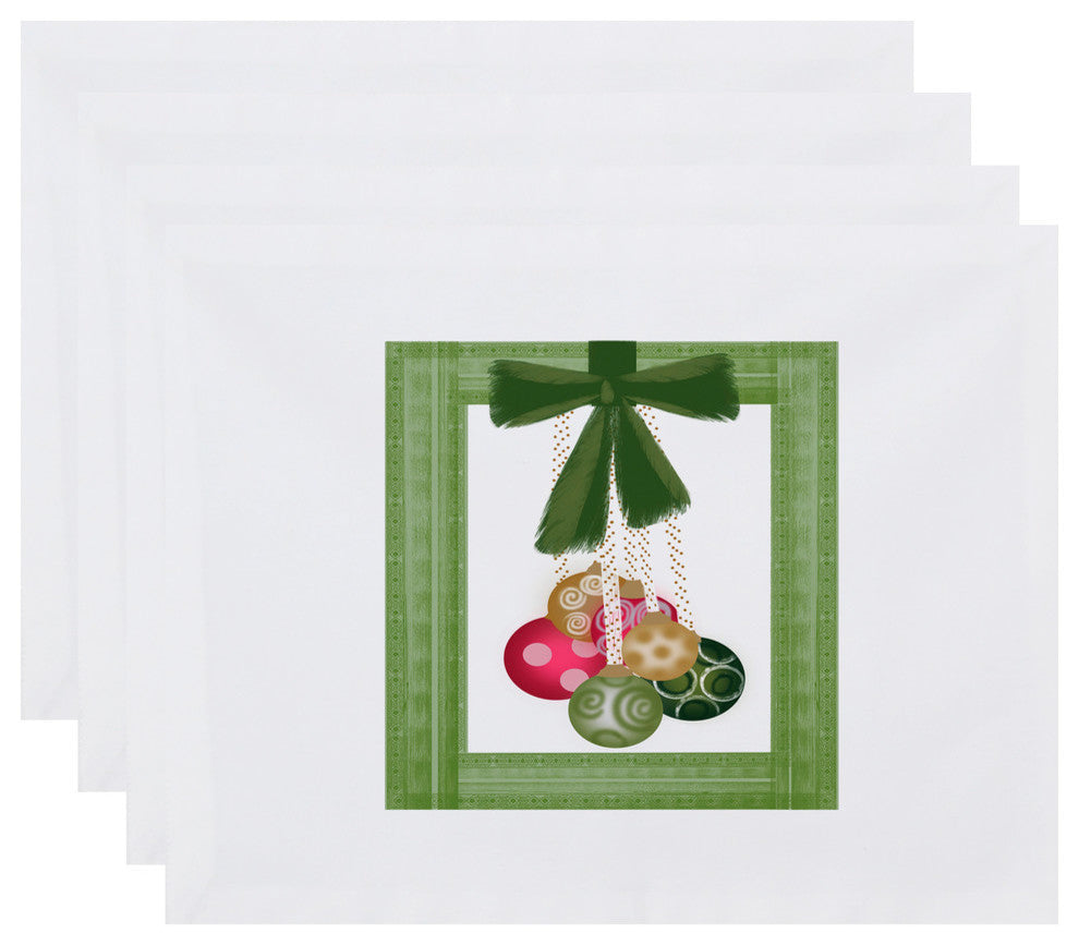 Frame It Up, Geometric Print Placemat, Bright Green (Set of 4), 18 x 14"
