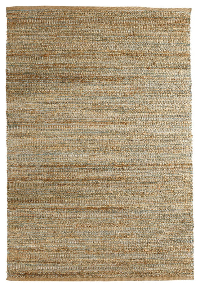 5" x 8" Teal and Natural Braided Jute Area Rug
