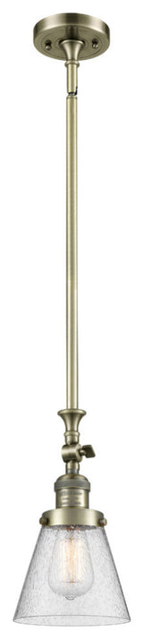 1-Light Small Cone 6" Pendant, Antique Brass, Glass: Seedy