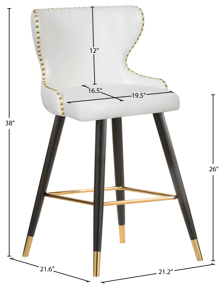 Hendrix Faux Leather Upholstered Bar Stool, Set of 2, White