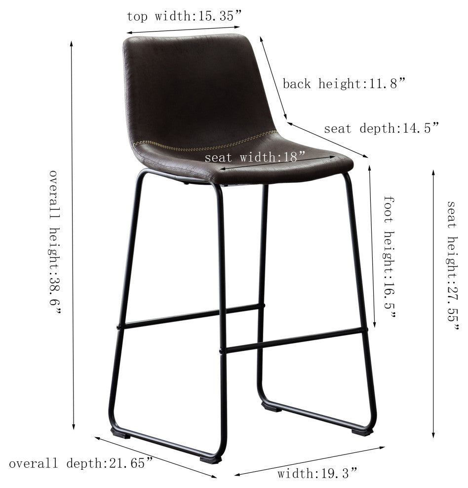 Home Beyond Synthetic Leather Barstools Armless, Set of 2, Black