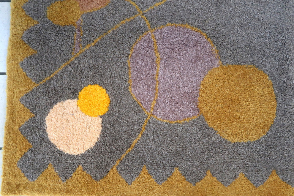 Handmade Contemporary ORA French Hooked Rug 3'x4.7', 91cmx145cm, 2021