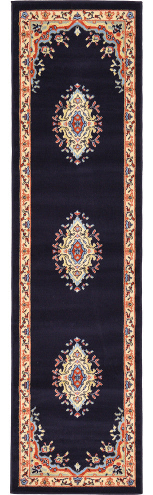Unique Loom Navy Blue Washington Reza 2' 2 x 8' 2 Runner Rug