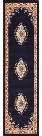 Unique Loom Navy Blue Washington Reza 2' 2 x 8' 2 Runner Rug