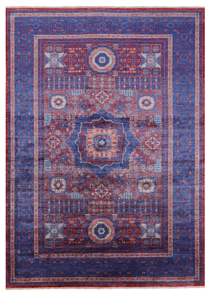 Handmade Mamluk Geometric Wool Rug 6' 9" X 9' 8" - Q12247