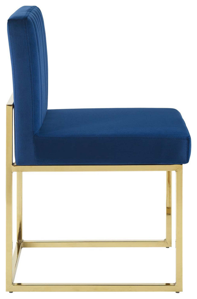 Carriage Dining Chair Performance Velvet Set of 2-Gold Navy