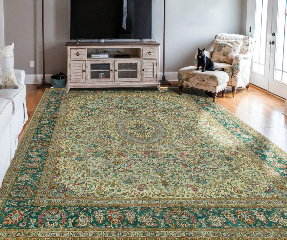 Pak-Persian Eduardo Gray/Green Rug, 9'2x12'1