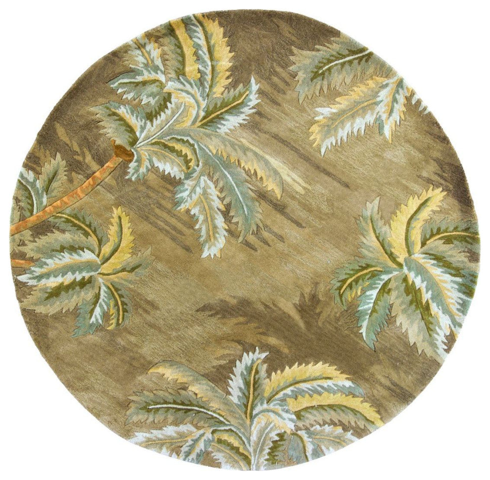 KAS Sparta 3102 Moss Palm Trees Area Rug, 7'6" Round