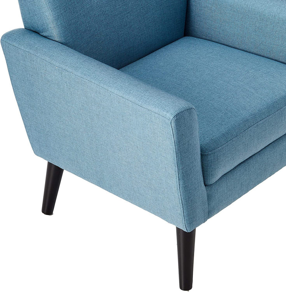 Blue Mid-Century Modern Armchair with Padded Seat and Tufted Back