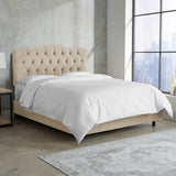 Aaron Twin Tufted Bed, Velvet Pearl