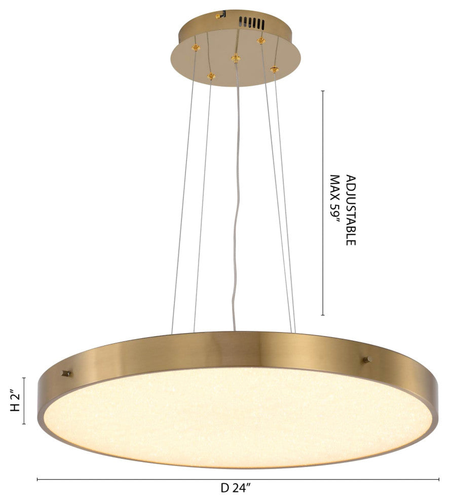 Bethel International FT101C24BR 1-Light LED Chandelier, Brass