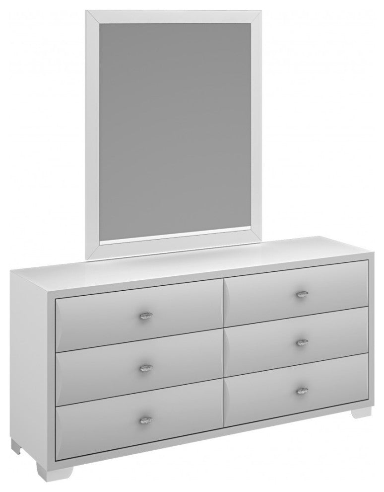 32" X 1" X 44" Gloss White Glass Mirror