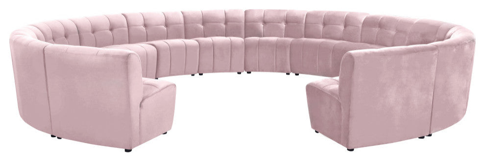 Limitless Velvet Upholstered 14-Piece Modular Sectional, Pink