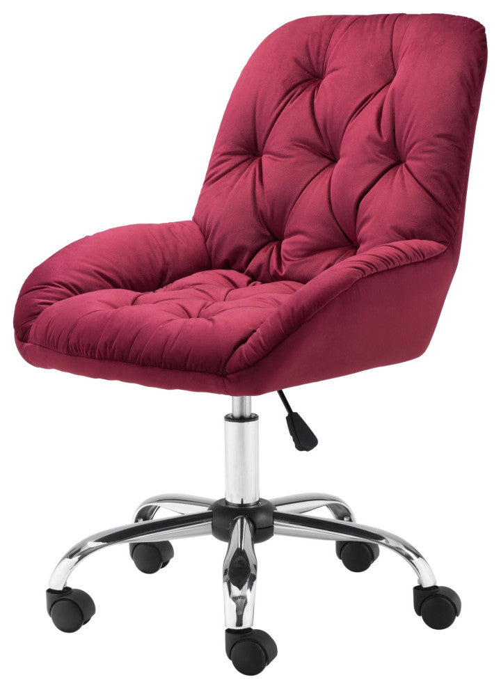 Computer Work Chair, Steel Metal, Fabric, Red, Chrome, Home Business Office