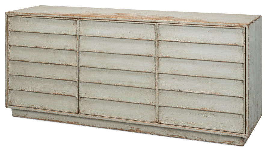 Louvered Sideboard Sage Cabinet For Living Room