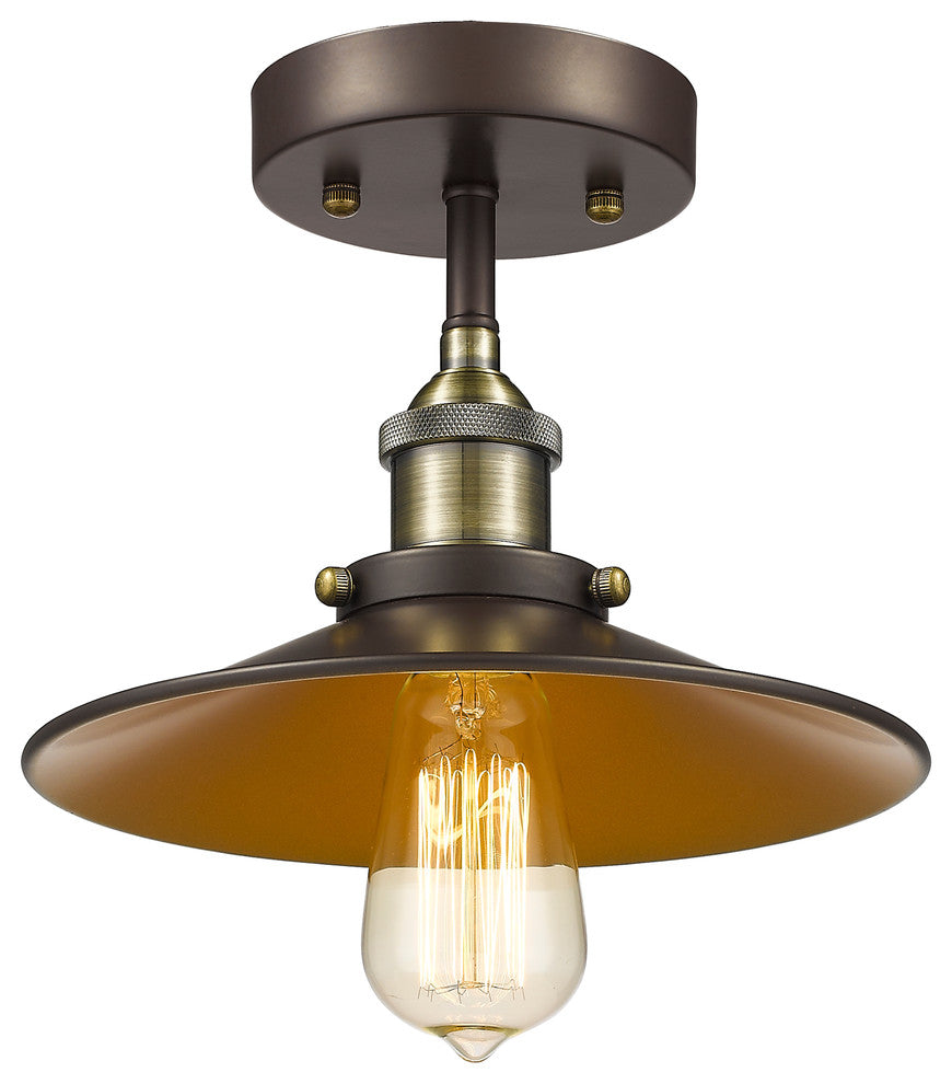 BUTLER Industrial-style 1 Light Rubbed Bronze Semi-flush Ceiling Fixture 9inches