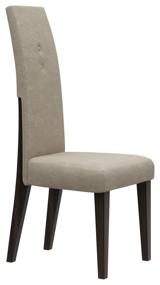 Set of Two Brown And Espresso Upholstered Microfiber Dining Side Chairs