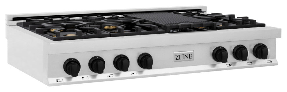 ZLINE 48" Rangetop, Stainless Steel With Matte Black Accents, RTZ-48-MB