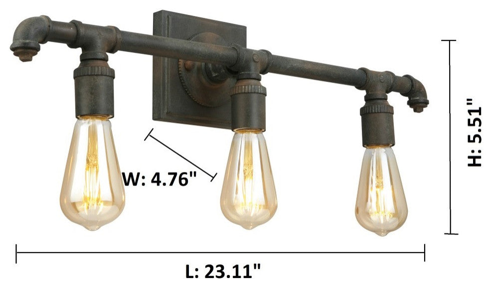 Wymer 3-Light Bath Vanity Light, Zinc