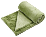 Fox Faux Fur Throw Blanket, Green Moss, 60''x80''