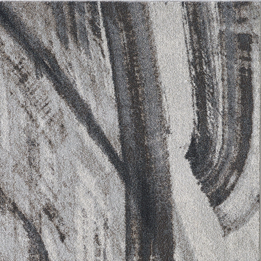 Illusions Elements Abstract Watercolor Area Rug, Ivory/Grey, 7'10 X 10'10