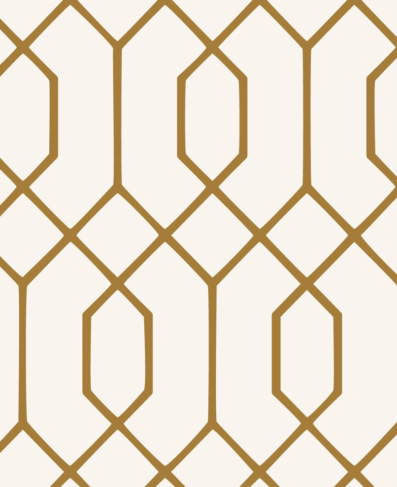Geometric Hexagon Peel and Stick Vinyl Wallpaper, Gold, 24"w X 60"h