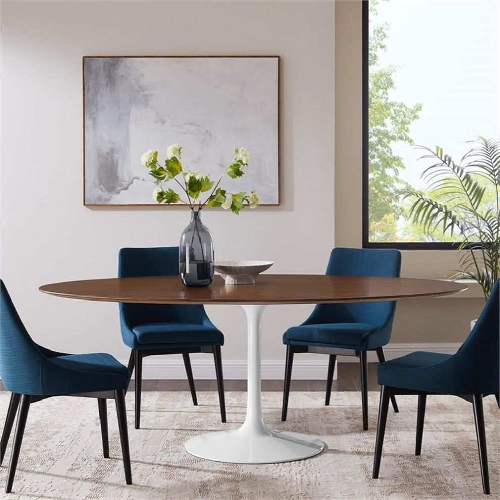 Lippa 78" Oval Wood Dining Table, Walnut