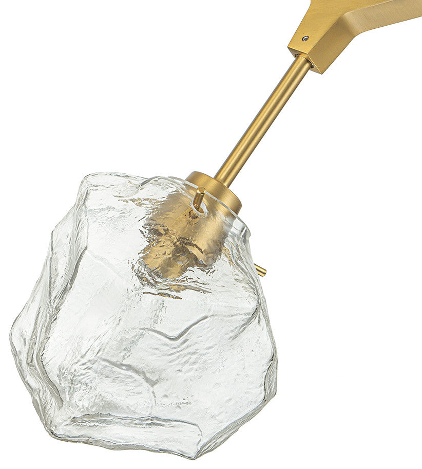 10-Light Brass Clear Glass Branch Chandelier