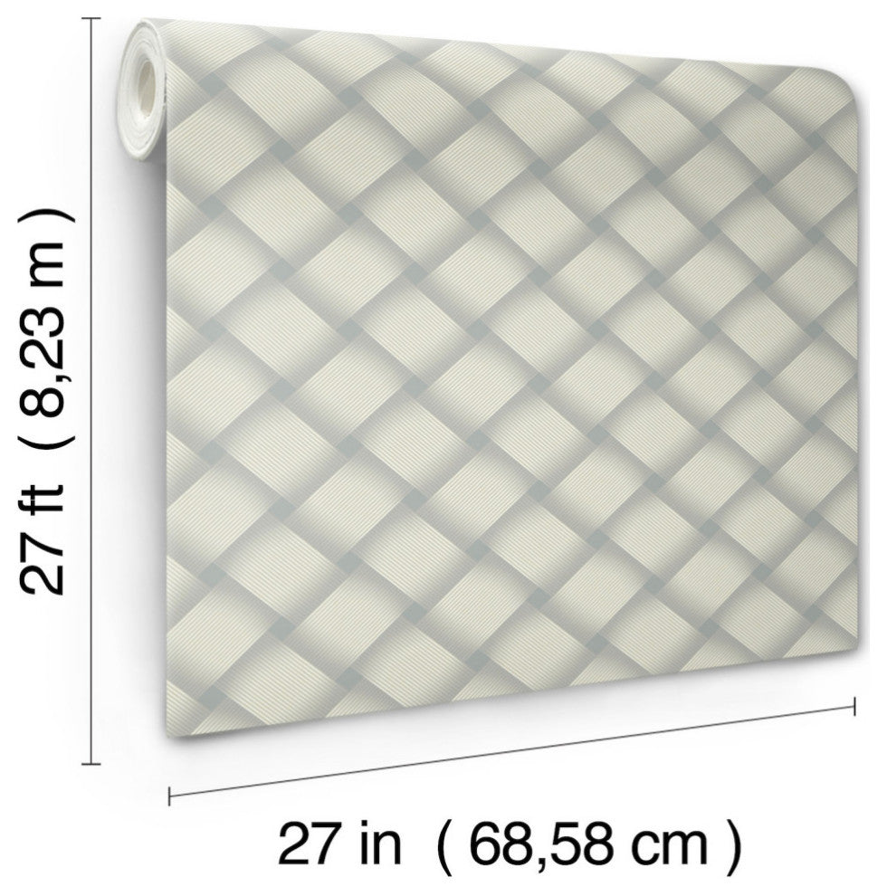 Smokey Blue Bayside Basket Weave Wallpaper