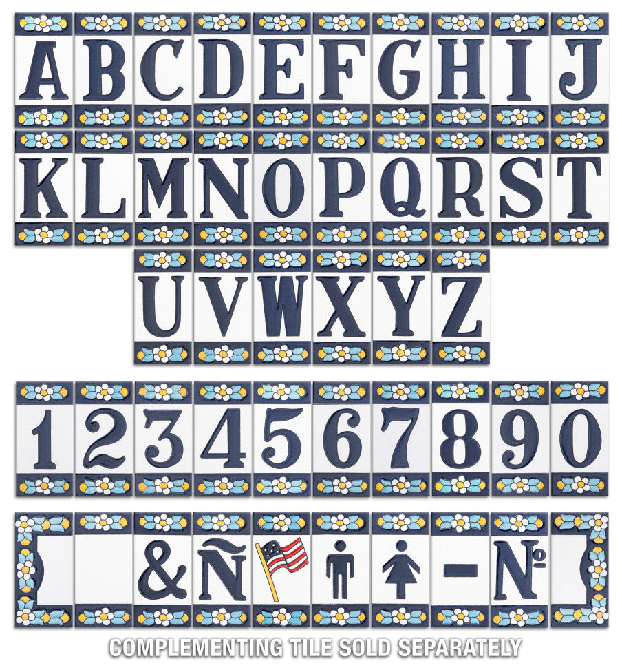 Sevillano Flora Letters 2-1/8 in. x 4-3/8 in. Ceramic Wall Tile, 2