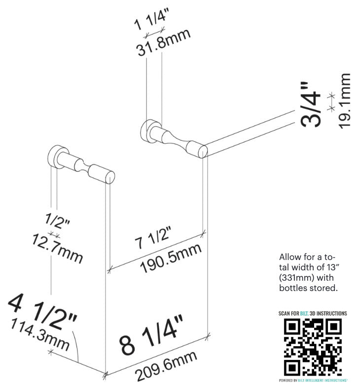 Vino Pins 1 Wall Mounted Wine Rack Peg, Clear Acrylic, Drywall Mounting