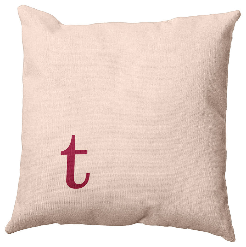 26"x26" Modern Monogram Decorative Throw Pillow, Cranberry