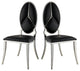 Benzara BM281971 Modern Dining Chair, Vegan Leather, Set of 2, Black, Chrome