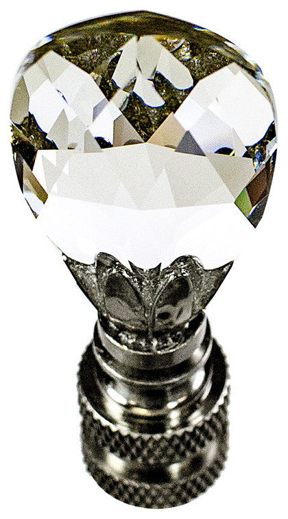 Stephanov Crystal Small Teardrop Nickel Base Lamp Finial 2.5"h