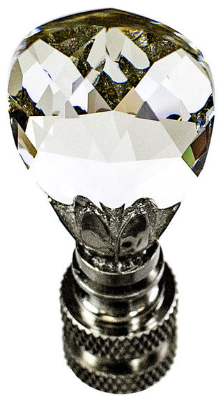 Stephanov Crystal Small Teardrop Nickel Base Lamp Finial 2.5"h
