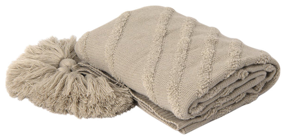 Diagonal Pattern Tassel Throw