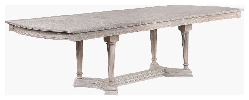 Acme Wynsor Dining Table Trestle Antique Champagne