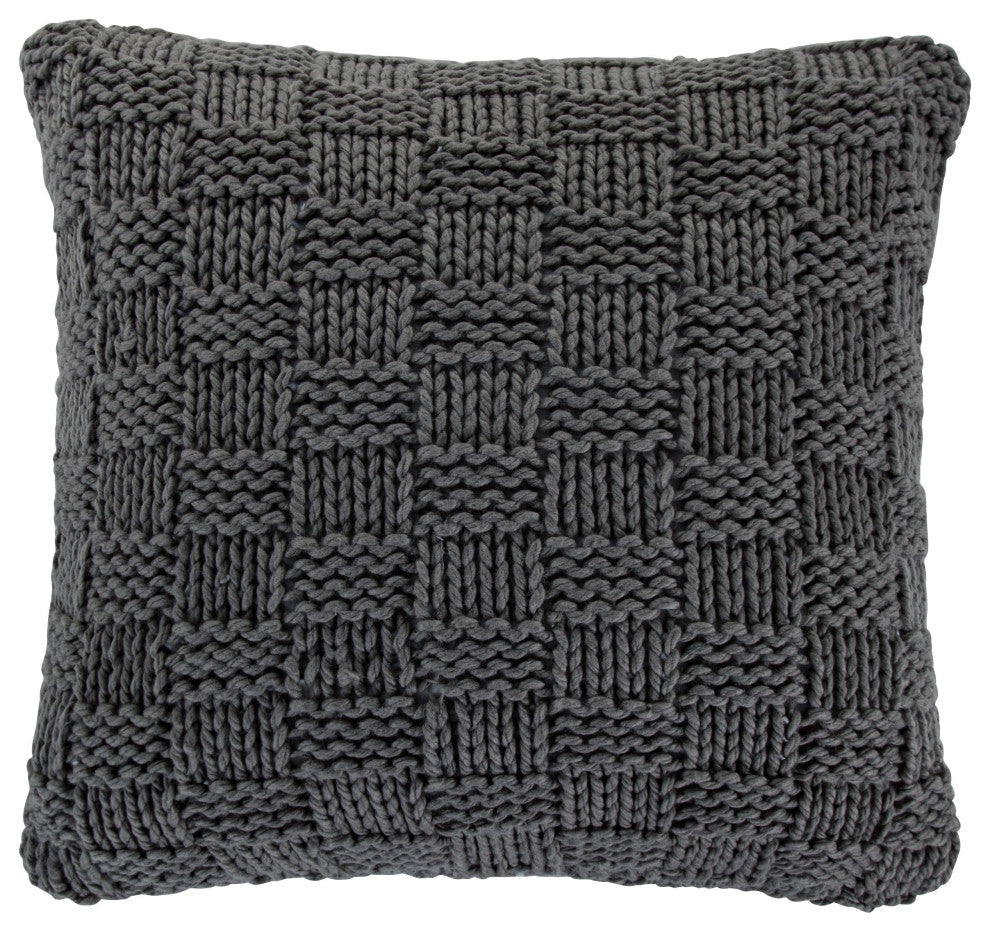 Chess Knit Euro Pillow, 27"x27", Slate, 1 Piece
