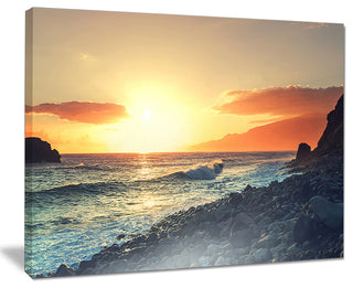 "Madeira Coast With Blue Waters" Seashore Canvas Print, 20"x12"