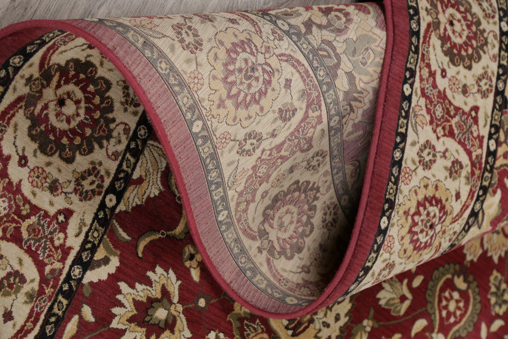 Oushak Oriental Traditional Turkish Carpet Bordered Area Rug, Red, 10'11"x7'10