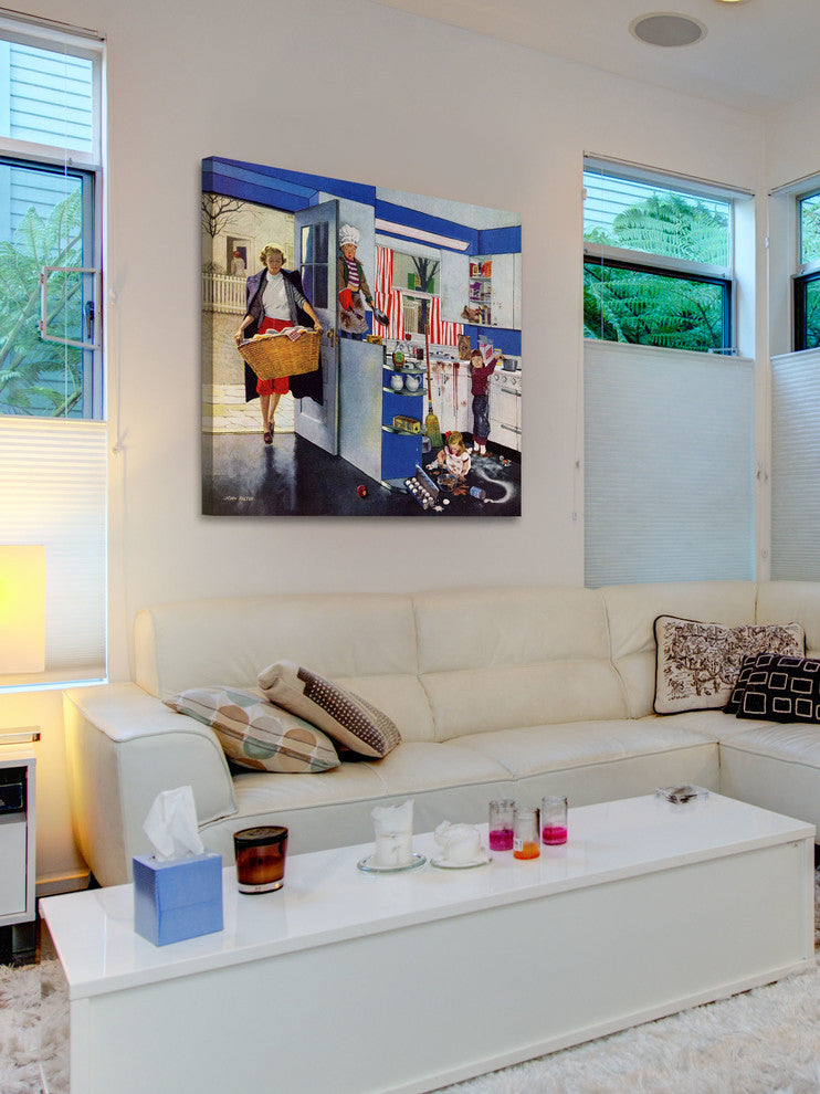 "Mother's Little Helpers" Painting Print on Canvas by John Falter